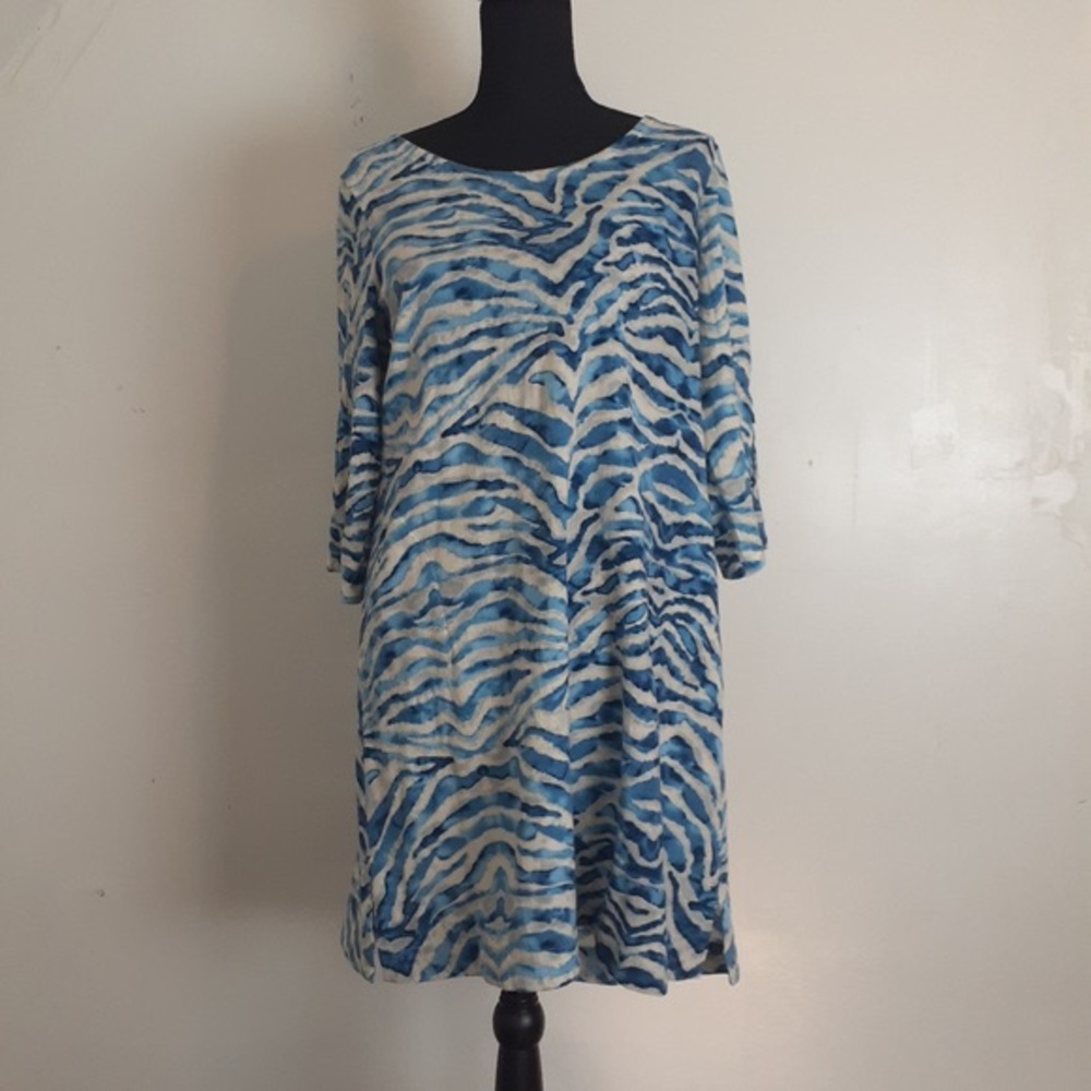 Blue and White Zebra Print Dress